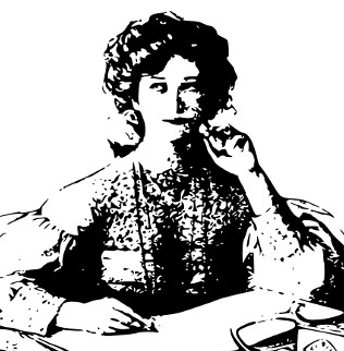 Vintage drawing of Victorian woman author at her desk